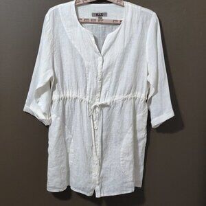 Flax Cream Button-Front Tunic